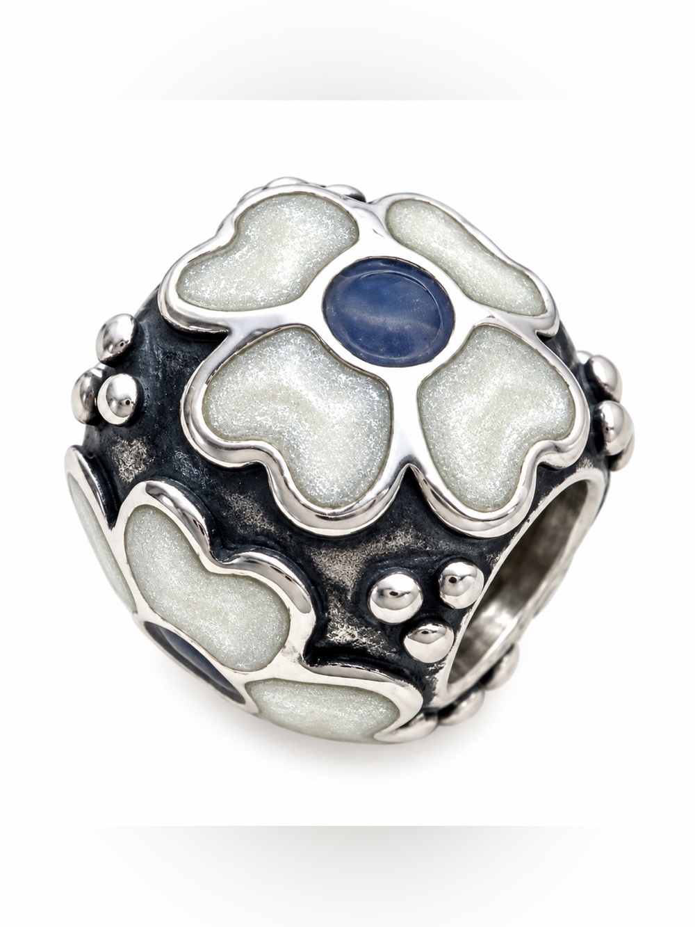 PANDORA ALE 925 Sterling Silver Daisy Flower with White Enamel- Retired